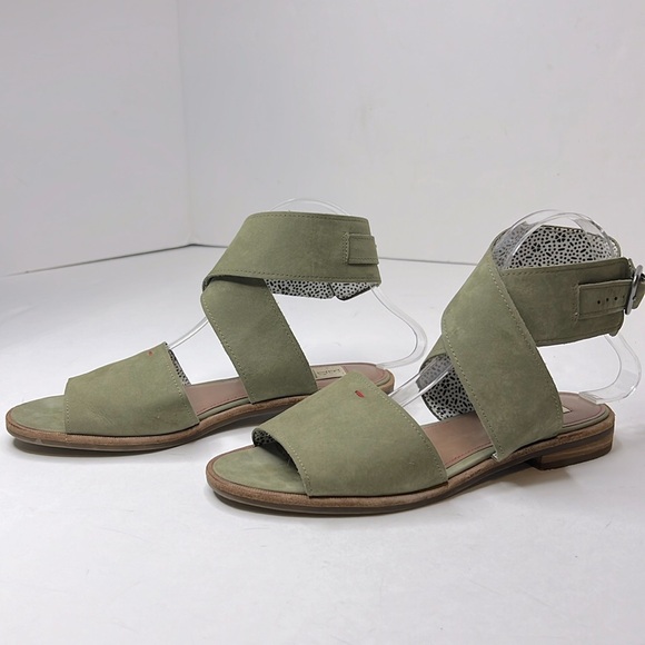 ED Ellen Degeneres Sanja Sandals Ankle Wrap Leather Suede Olive Comfort 7.5 37.5 - Picture 1 of 17